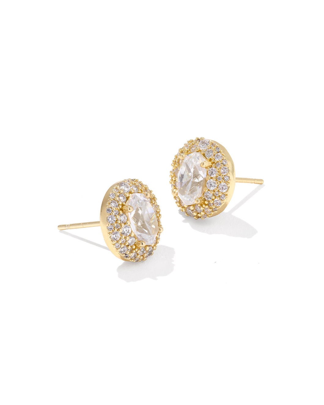 Kendra Scott Bella Gold Stud Earrings in White Crystal