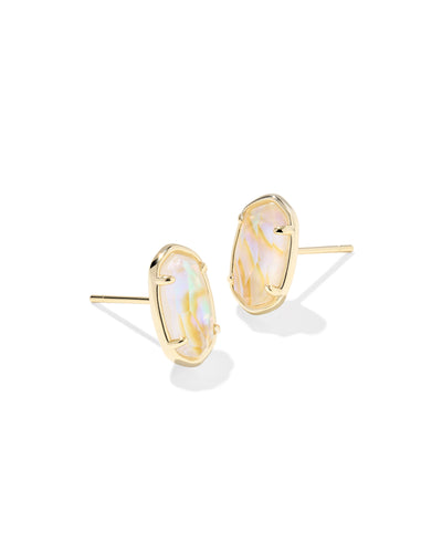 Kendra Scott Grayson Gold Stone Stud Earrings in Iridescent Abalone