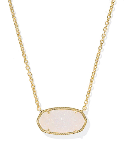Kendra Scott Elisa Statement Short Pendant Necklace - Iridescent Drusy - Gold