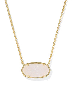 Kendra Scott Elisa Statement Short Pendant Necklace - Iridescent Drusy - Gold