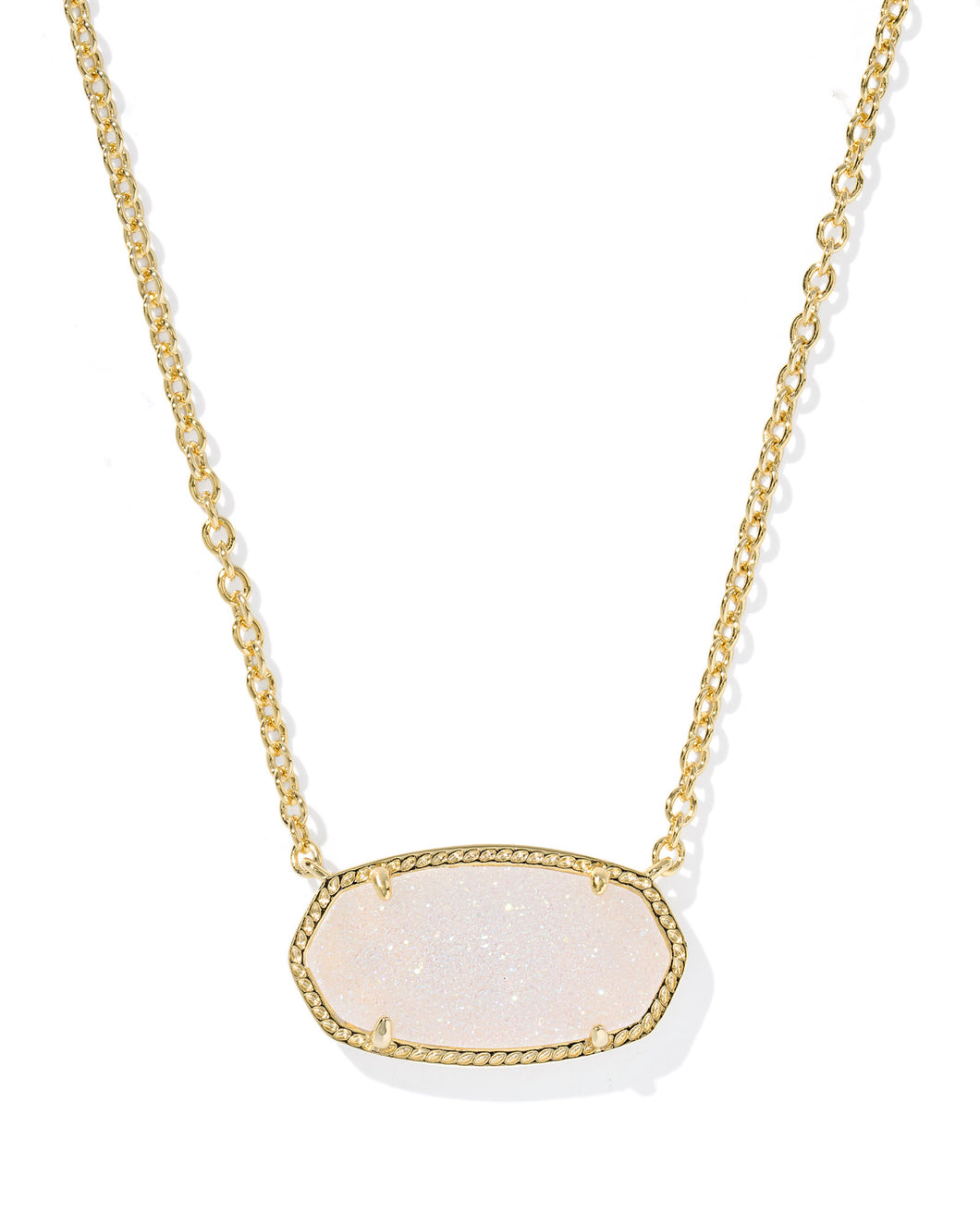 Kendra Scott Elisa Statement Short Pendant Necklace - Iridescent Drusy - Gold