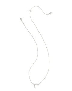 Kendra Scott Mom Silver Crystal Short Pendant Necklace in White CZ