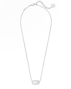 Kendra Scott Elisa Silver Short Pendant Necklace in White Opal