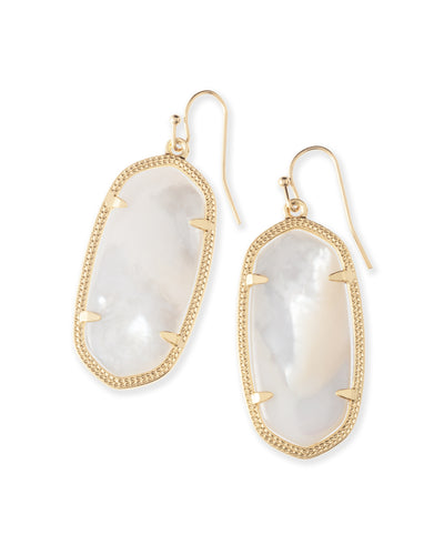 Kendra Scott Elle Gold Drop Earrings in Ivory Mother of Pearl