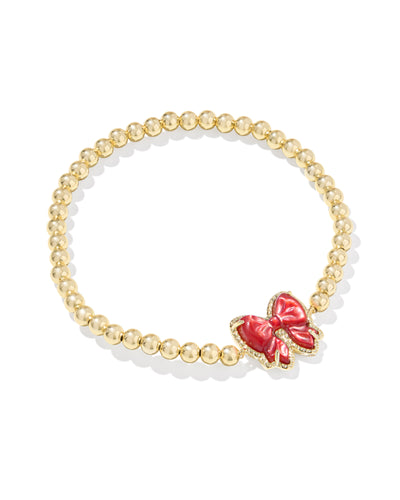 Kendra Scott Haley Gold Bow Stretch Bracelet in Scarlet Red Mother of Pearl