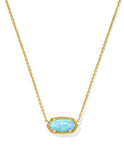 Load image into Gallery viewer, Kendra Scott Elisa Gold Short Pendant Necklace in Light Teal Kyocera Opal