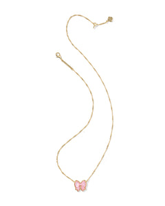 Kendra Scott Haley Gold Bow Short Pendant Necklace in Blush Ivory Mother of Pearl