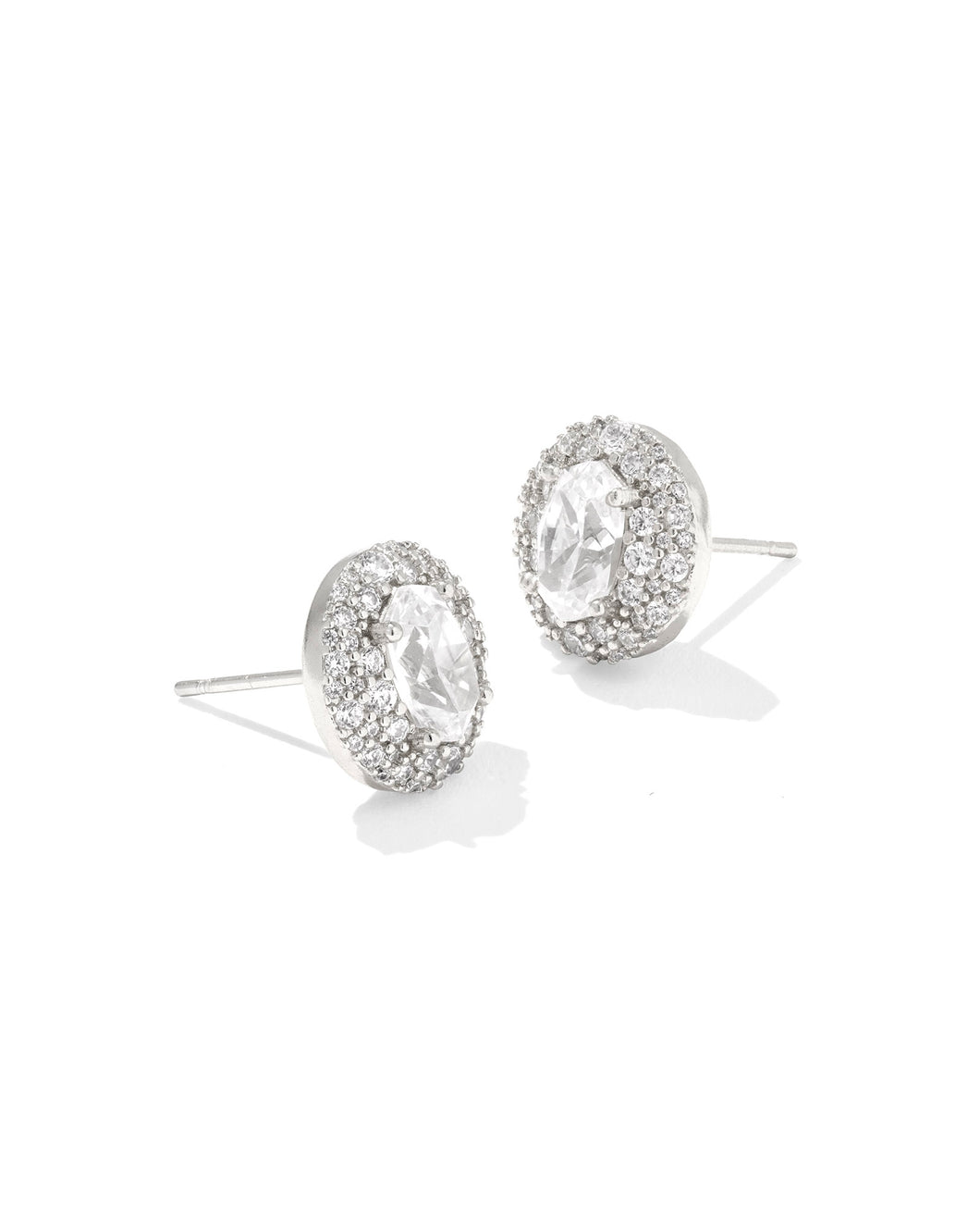 Kendra Scott Bella Silver Stud Earrings in White Crystal