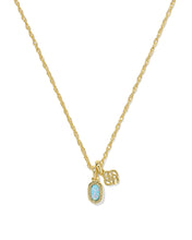 Load image into Gallery viewer, Kendra Scott Mini Elisa and Dira Gold Necklace in Blue Lab Grown Opal