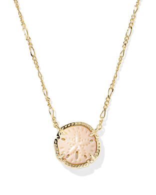 Kendra Scott Sand Dollar Gold Short Pendant Necklace in Natural Mother of Pearl