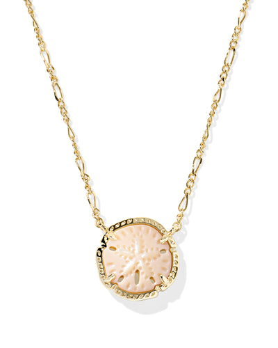 Kendra Scott Sand Dollar Gold Short Pendant Necklace in Natural Mother of Pearl