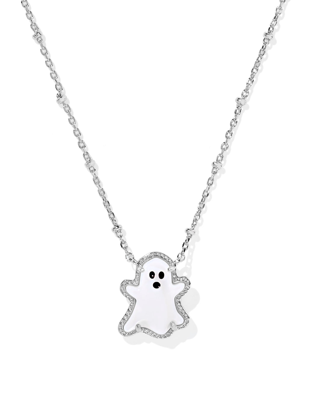 Kendra Scott Ghost Silver Short Pendant Necklace in White Mother of Pearl