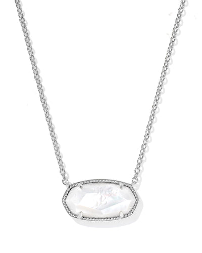 Kendra Scott Elisa Statement Short Pendant Necklace - Ivory Mother of Pearl - Silver