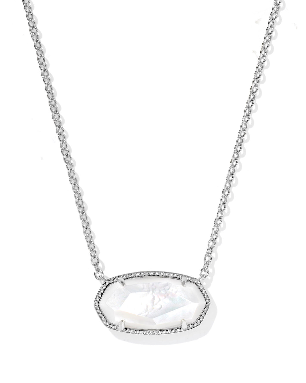 Kendra Scott Elisa Statement Short Pendant Necklace - Ivory Mother of Pearl - Silver