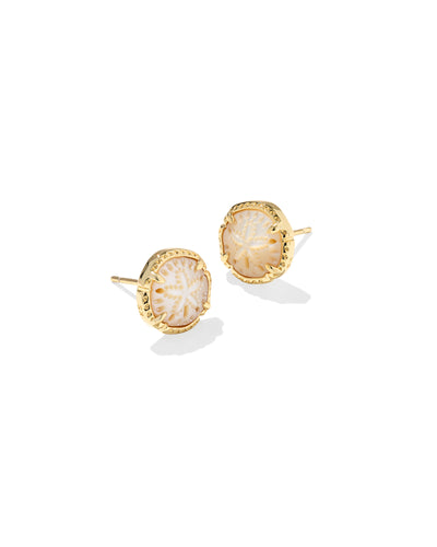 Kendra Scott Sand Dollar Gold Stud Earrings in Natural Mother of Pearl