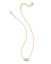 Load image into Gallery viewer, Kendra Scott Elisa Gold Short Pendant Necklace in Light Teal Kyocera Opal