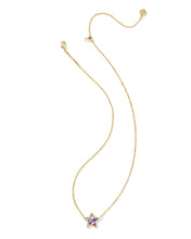 Load image into Gallery viewer, Kendra Scott Cassidy Gold Short Pendant Necklace in Red White Blue Star Illusion