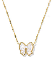 Load image into Gallery viewer, Kendra Scott Haley Gold Bow Short Pendant Necklace in Ivory Mother of Pearl