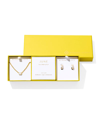 Kendra Scott Cailin Birthstone Gift Set in Ivory Mother of Pearl