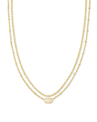 Kendra Scott Emilie Gold Multi Strand Necklace in Iridescent Drusy