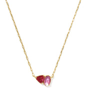 Load image into Gallery viewer, Kendra Scott Tatum Gold Short Pendant Necklace in Pink Mix