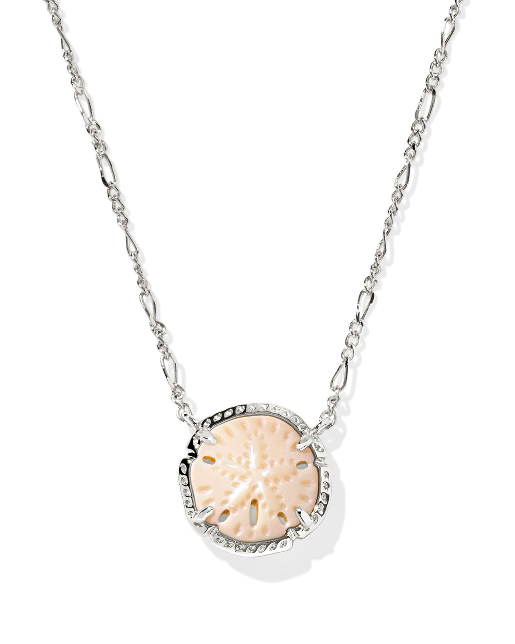 Kendra Scott Sand Dollar Silver Short Pendant Necklace in Natural Mother of Pearl