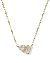 Load image into Gallery viewer, Kendra Scott Tatum Gold Short Pendant Necklace in White Crystal Mix