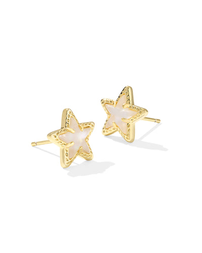Kendra Scott Cassidy Gold Stud Earrings in Ivory Mother of Pearl
