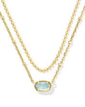 Load image into Gallery viewer, Kendra Scott Emilie Gold Multi Strand Necklace in Light Blue Illusion