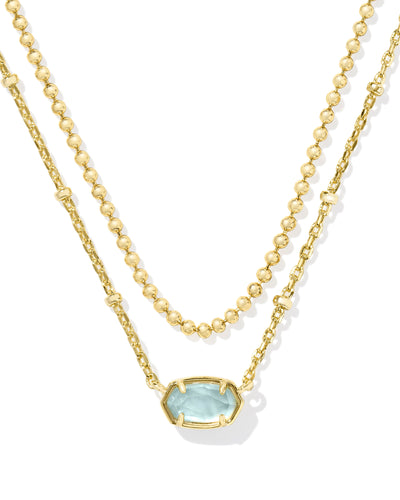 Kendra Scott Emilie Gold Multi Strand Necklace in Light Blue Illusion