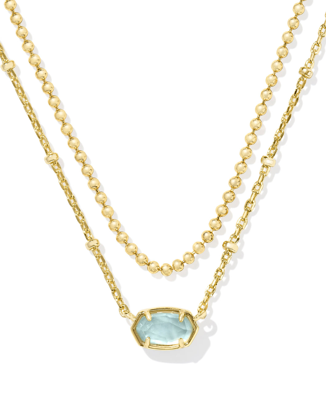 Kendra Scott Emilie Gold Multi Strand Necklace in Light Blue Illusion