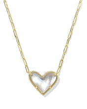 Load image into Gallery viewer, Kendra Scott Ari Heart Statement Gold Short Pendant Necklace in Ivory Mother of Pearl