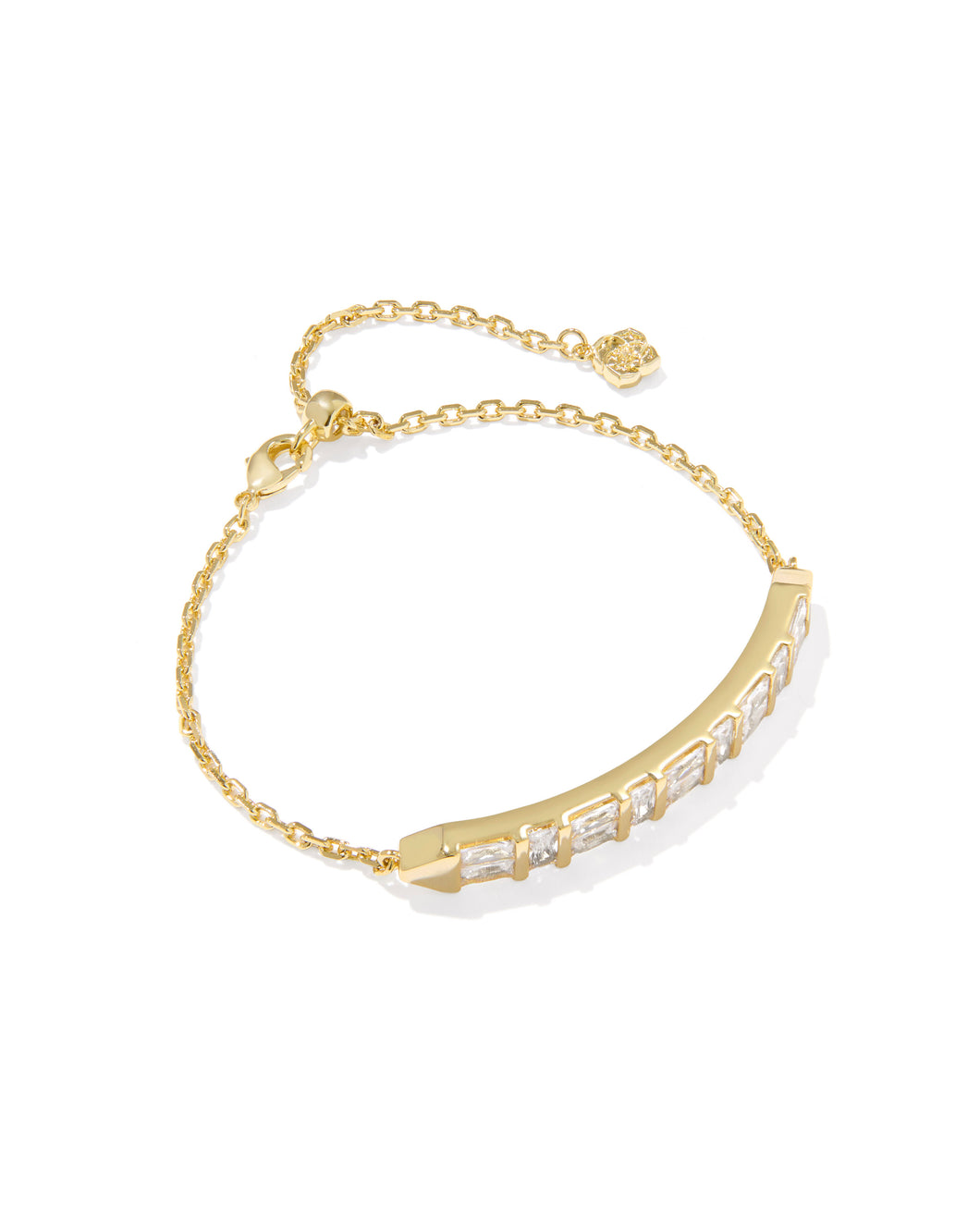 Kendra Scott Jamie Gold Delicate Chain Bracelet in White Crystal