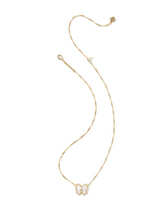 Kendra Scott Haley Gold Bow Short Pendant Necklace in Ivory Mother of Pearl
