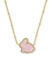 Load image into Gallery viewer, Kendra Scott Bunny Gold Short Pendant Necklace in Blush Pink Dichroic Glass