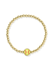 Load image into Gallery viewer, Kendra Scott Softball Gold Stretch Bracelet in Chartreuse Magnesite