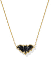 Load image into Gallery viewer, Kendra Scott Bat Gold Short Pendant Necklace in Golden Obsidian