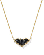 Kendra Scott Bat Gold Short Pendant Necklace in Golden Obsidian