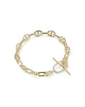 Load image into Gallery viewer, Kendra Scott Elaina Toggle Gold Link and Chain Bracelet in White Crystal