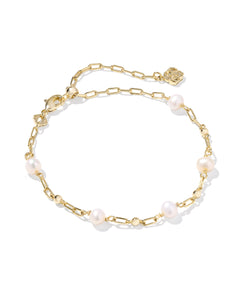 Kendra Scott Ashton Gold Delicate Chain Bracelet in Freshwater Cultured Pearl