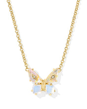 Load image into Gallery viewer, Kendra Scott Bianca Butterfly Gold Short Pendant Necklace in Iridescent White Mix