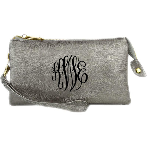 3 Compartment Crossbody/Wristlet- Silver