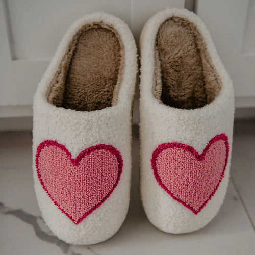 Pink Heart House Slippers