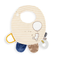 Demdaco Activity Bib - Tan and Blue