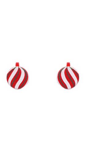 Christmas Ornament Stud Earrings - Red Swirl