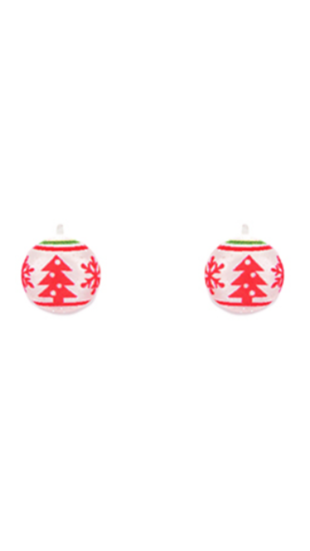 Christmas Ornament Stud Earrings - Red Clear