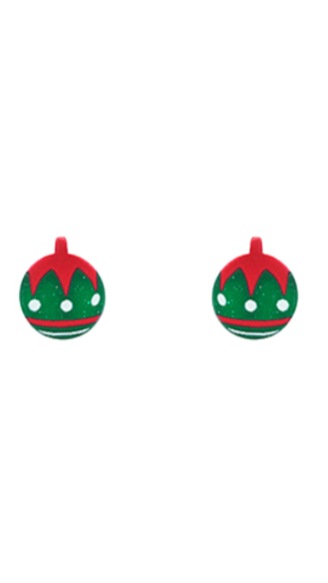 Christmas Ornament Stud Earrings - Red & Green