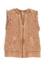Load image into Gallery viewer, Quilted Ruffle Vests - Brown