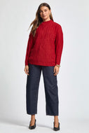 Mrs. Clause Cable Knit Sweater - Red *Regular & Curvy*