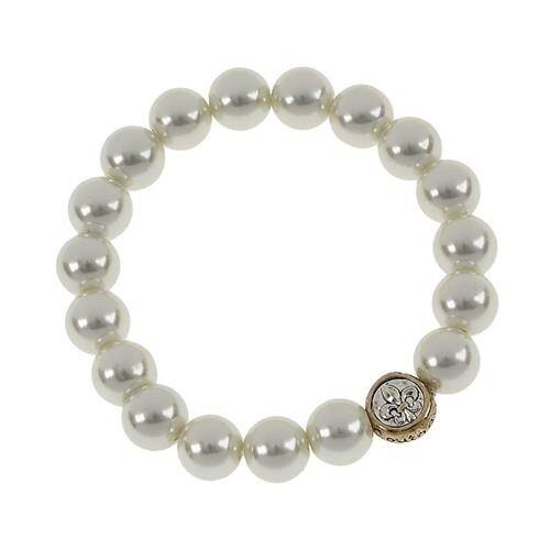 Ivory Pearl Stretch Charm Bracelet